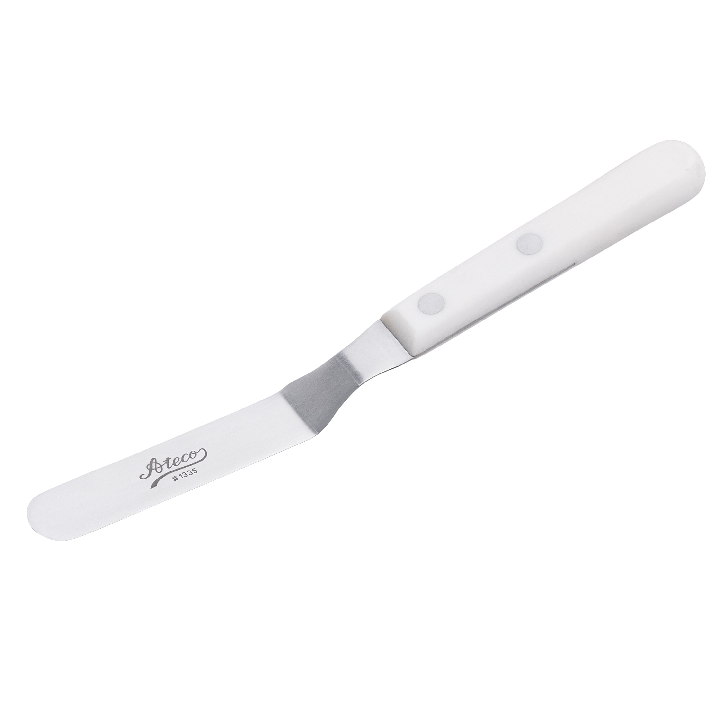 Ateco Offset Spatula with White POM Handle (4.5" Blade) #1335 - Papagino Foods Inc.