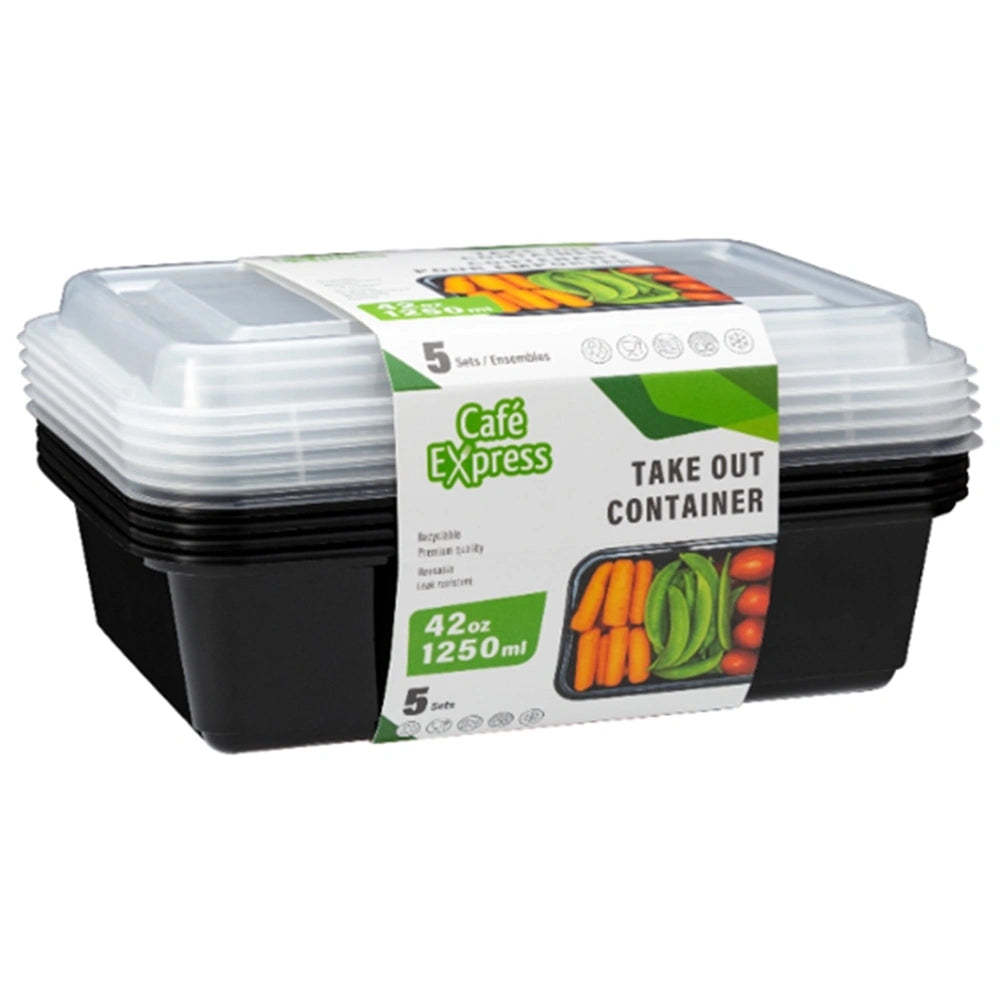 Cafe Express 42oz Takeout Containers – 5 Sets