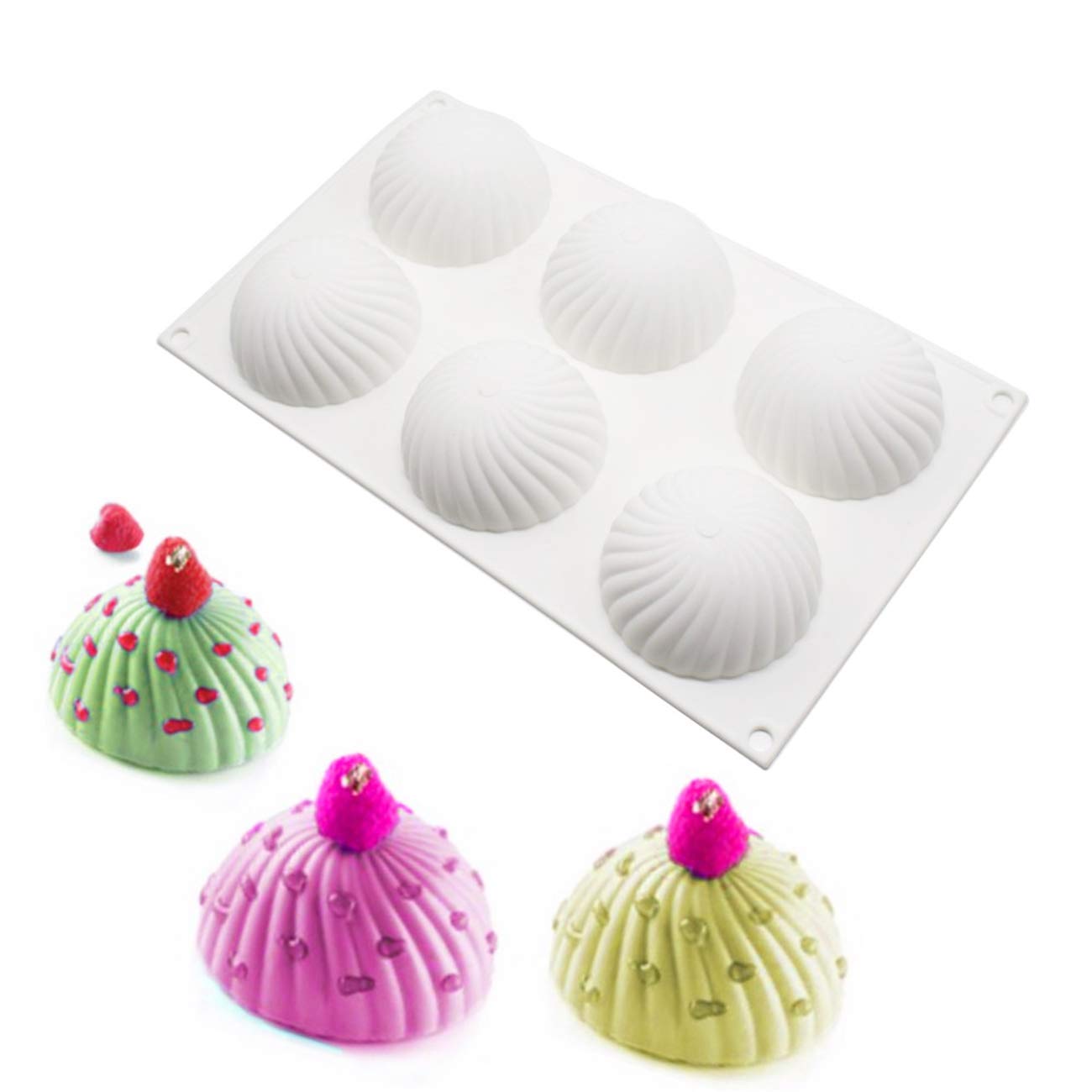 1 Piece 6 Cavity Spiral Half Ball Mousse Mold Silicone Chocolate French Dessert Pastry Baking Bakeware Ice Tools Kitchen Accessories - Papagino Foods Inc.