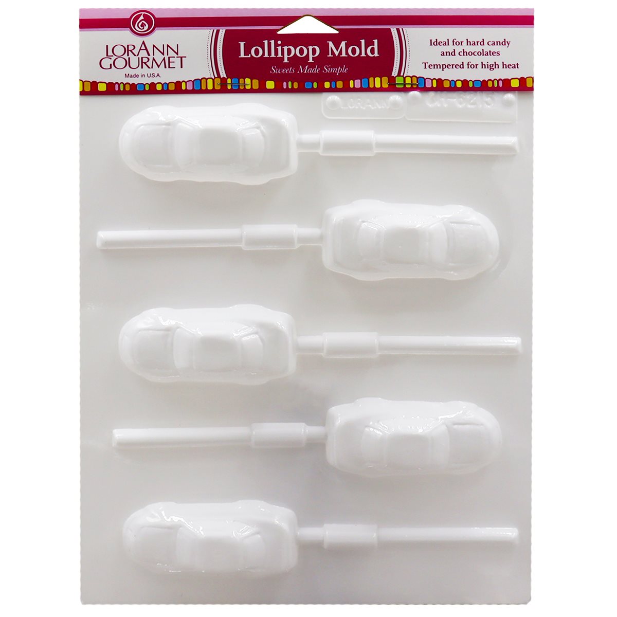 Race Cars Lollipop Sheet Mold - Chocolate & Candy # 5530-0000 - Papagino Foods Inc.