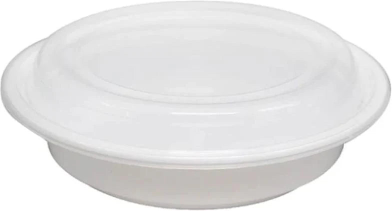 PCM 7" Round Microwave-Safe Takeout Containers, 32oz – 150 Sets