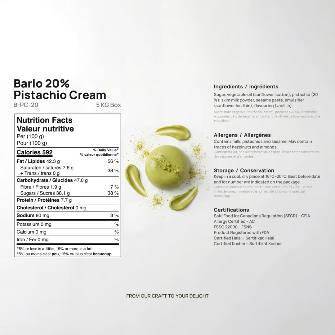 Barlo 20% Pistachio Cream 5 Kg