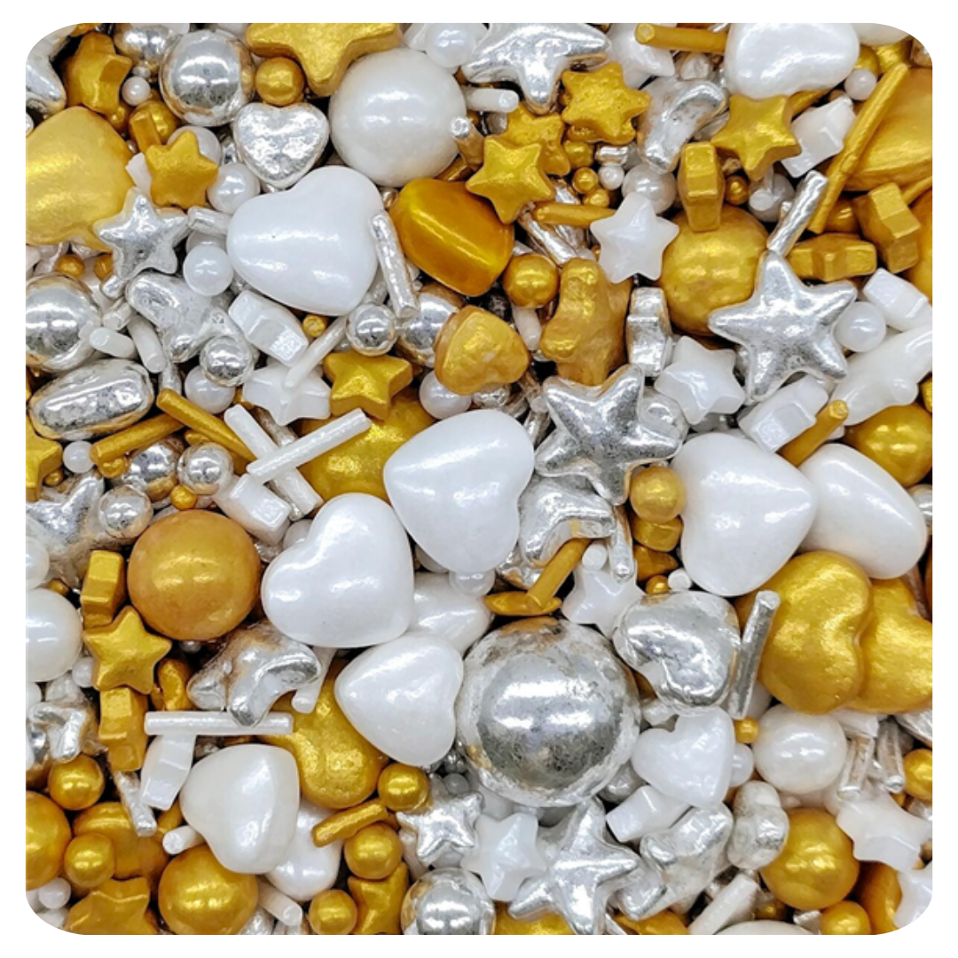 Glitzy Hearts 100g (3.5 oz) Sprinkles d'Art - Papagino Foods Inc.