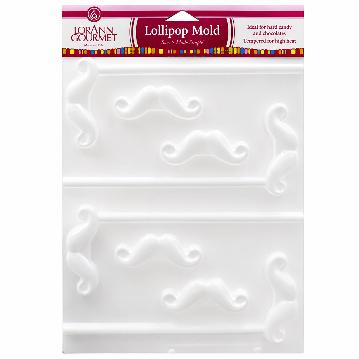 LorAnn Mustache Lollipop Sheet Mold (5578-0000)
