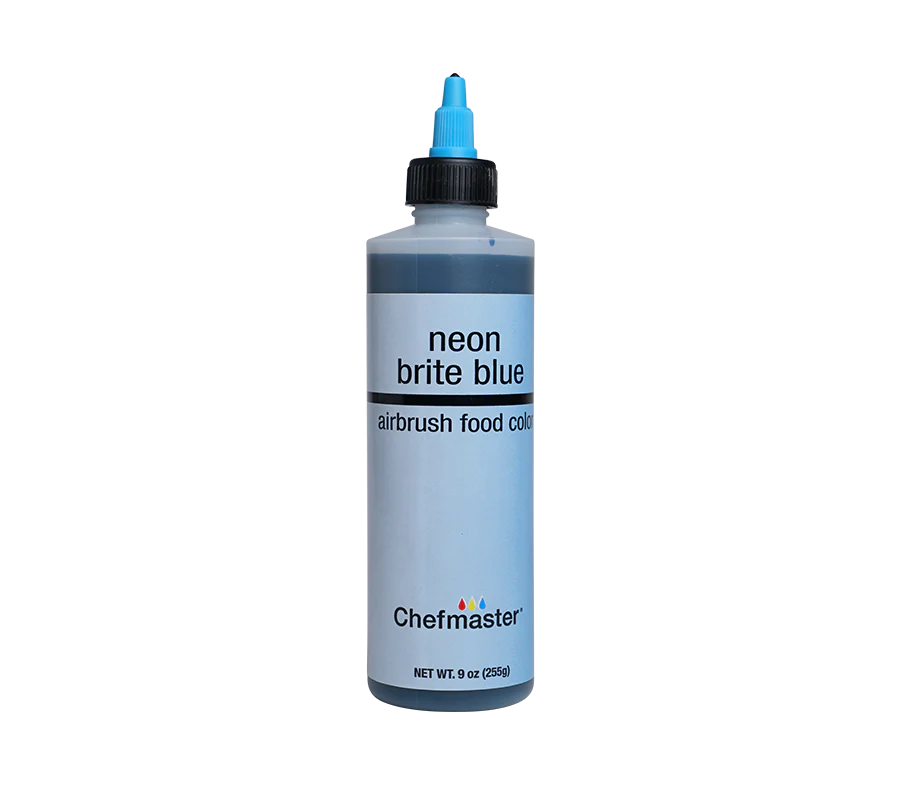 Chefmaster Neon Brite Blue Airbrush Food Coloring (# 3386) 9.0 OZ