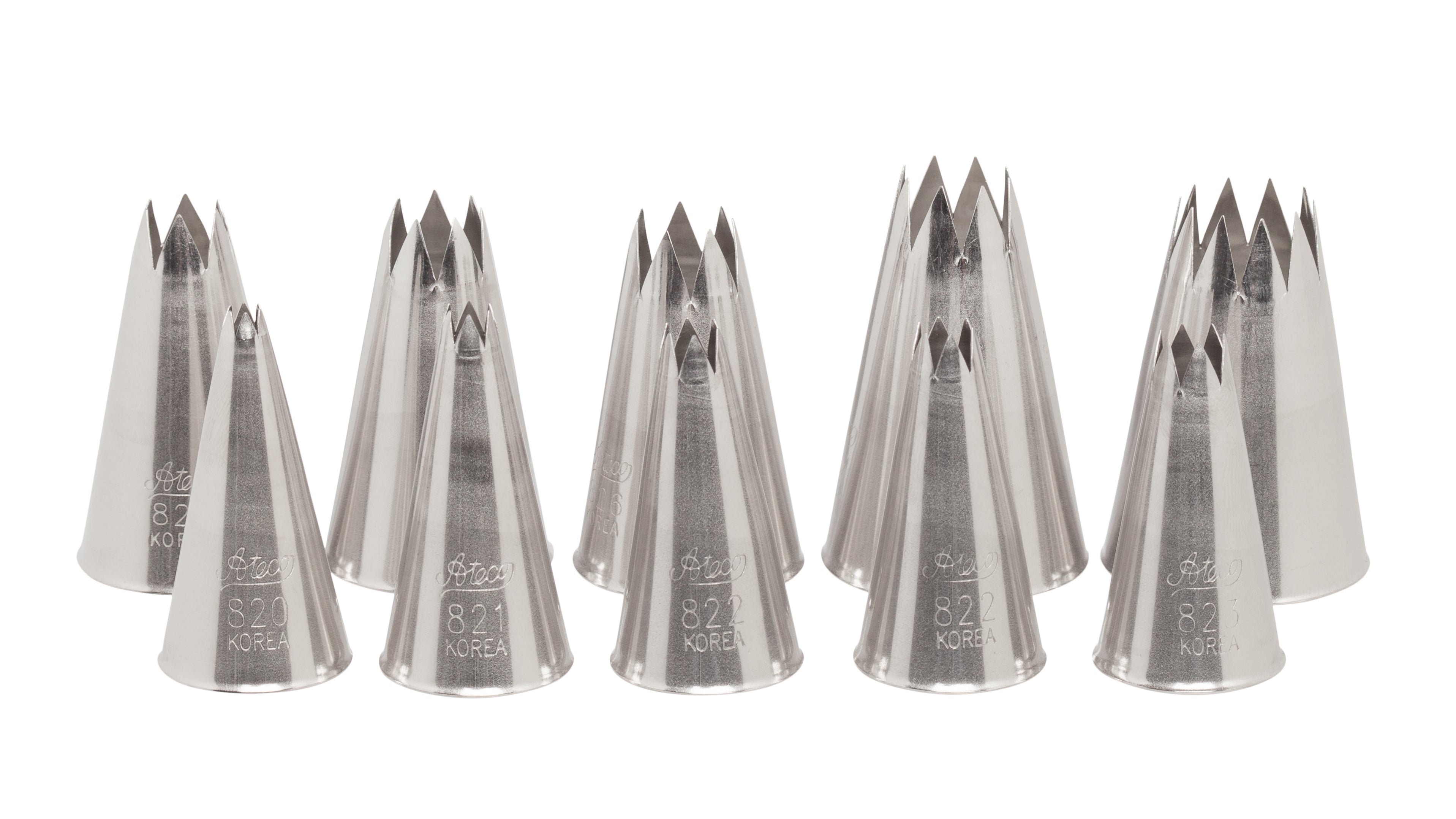 Ateco Open Star Pastry Tube Set of 10 #830 - Papagino Foods Inc.