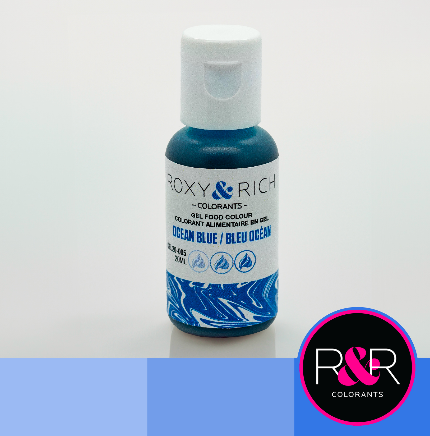 Roxy & Rich Coloring Gel - Ocean Blue (20ml) GEL20-005 - Papagino Foods Inc.