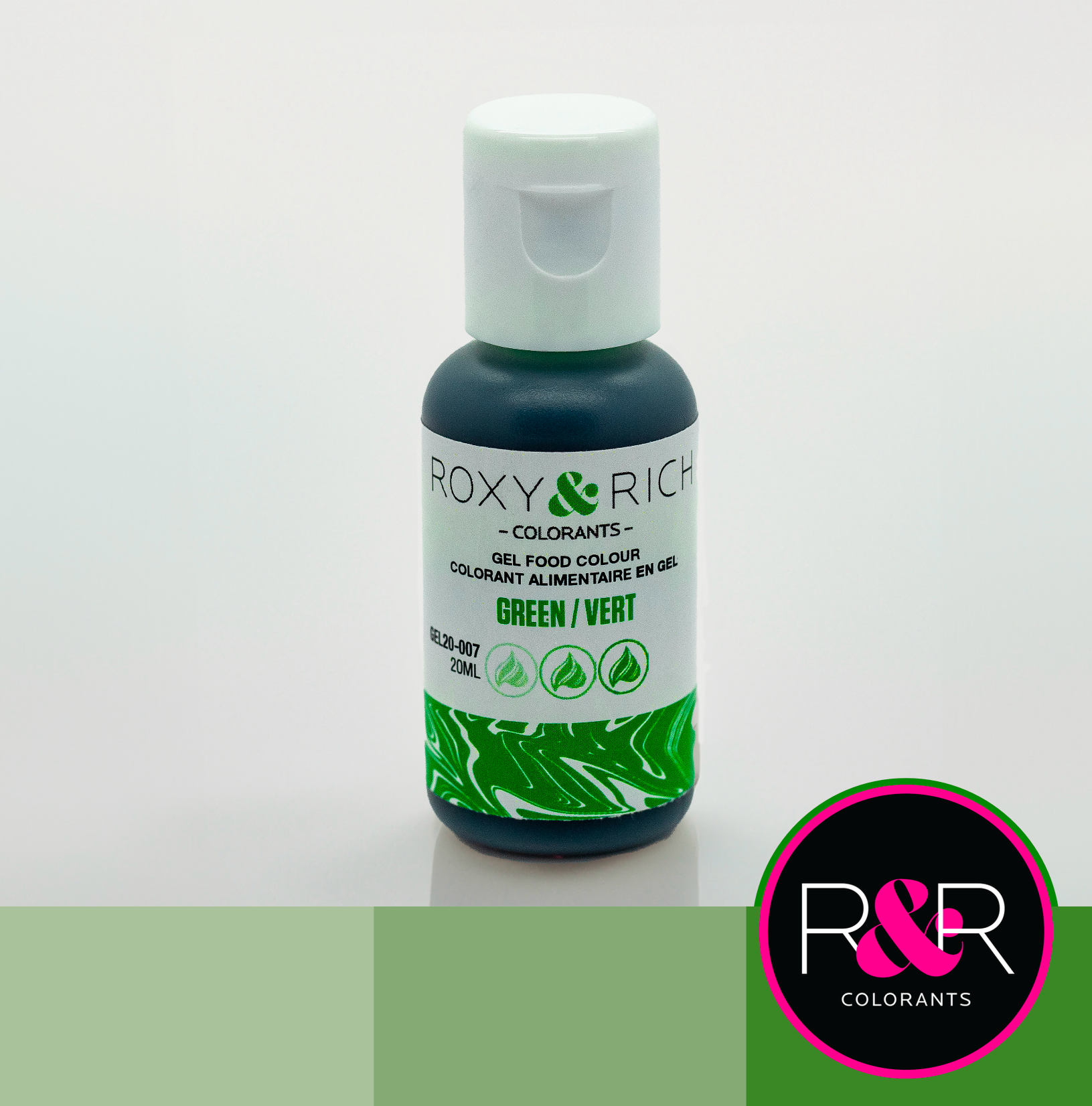 Roxy & Rich Coloring Gel - Green (20ml) GEL20-007 - Papagino Foods Inc.