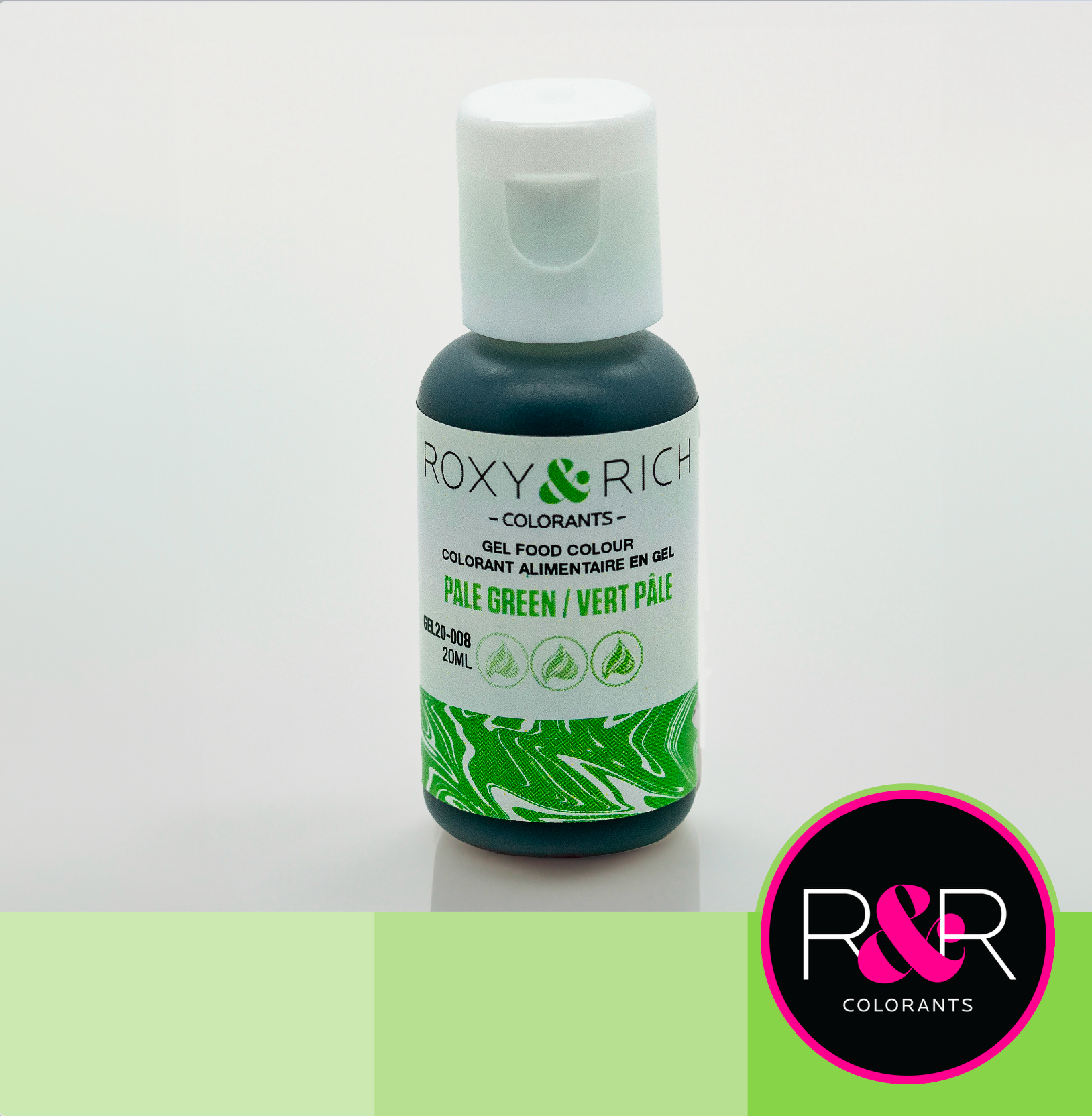 Roxy & Rich Coloring Gel - Pale Green (20ml) GEL20-008 - Papagino Foods Inc.