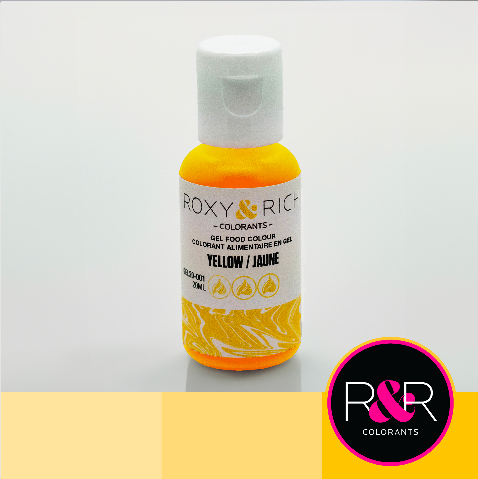 Roxy & Rich Coloring Gel - Yellow (20ml) GEL20-001 - Papagino Foods Inc.
