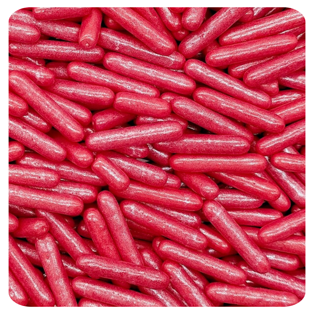 Red Rods 100g (3.5 oz) Sprinkles d'Art - Papagino Foods Inc.