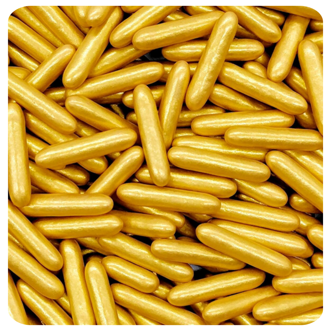 Gold Rods 100g (3.5 oz) Sprinkles d'Art - Papagino Foods Inc.