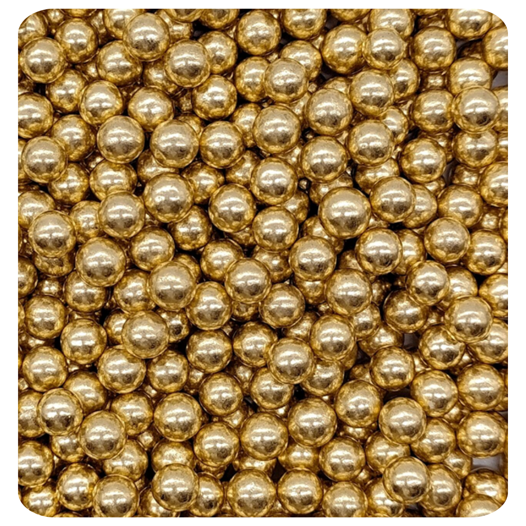7MM Gold Sugar Pearl 100g (3.5 oz) Sprinkles d'Art - Papagino Foods Inc.