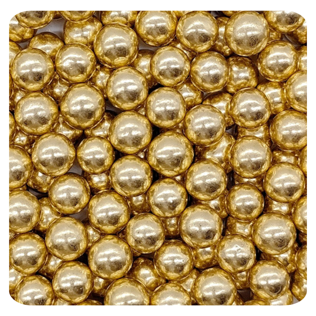 10MM Gold Sugar Pearl 100g (3.5 oz) Sprinkles d'Art - Papagino Foods Inc.