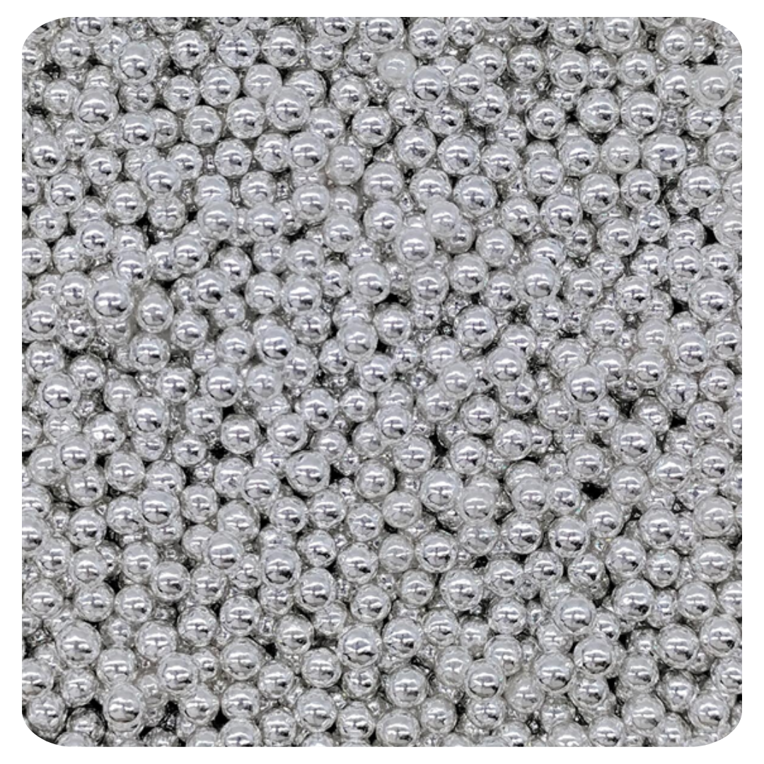 4MM Silver Sugar Pearl 100g (3.5 oz) Sprinkles d'Art - Papagino Foods Inc.