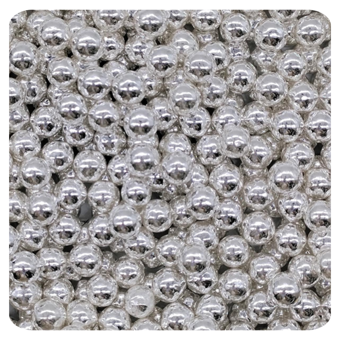 7MM Silver Sugar Pearl 100g (3.5 oz) Sprinkles d'Art - Papagino Foods Inc.