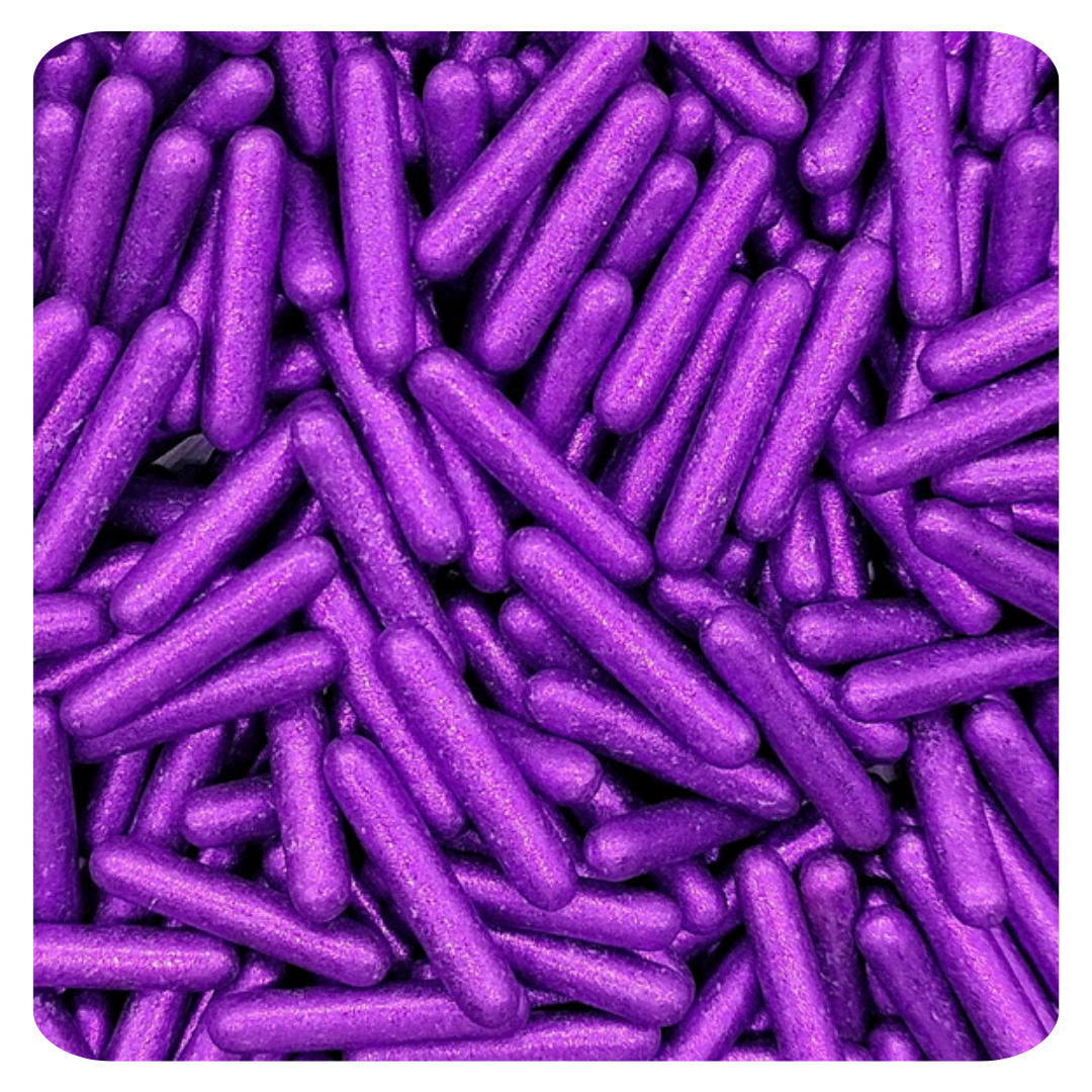 Violet Metallic Rods 100g (3.5 oz) Sprinkles d'Art - Papagino Foods Inc.
