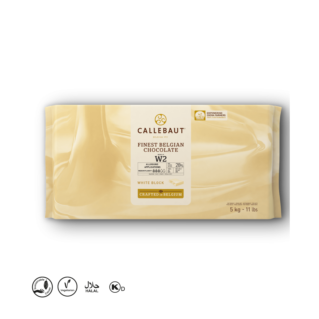 Callebaut Finest Belgian White Chocolate CW2 5 kg x 5 Block (PICKUP ONLY) - Papagino Foods Inc.