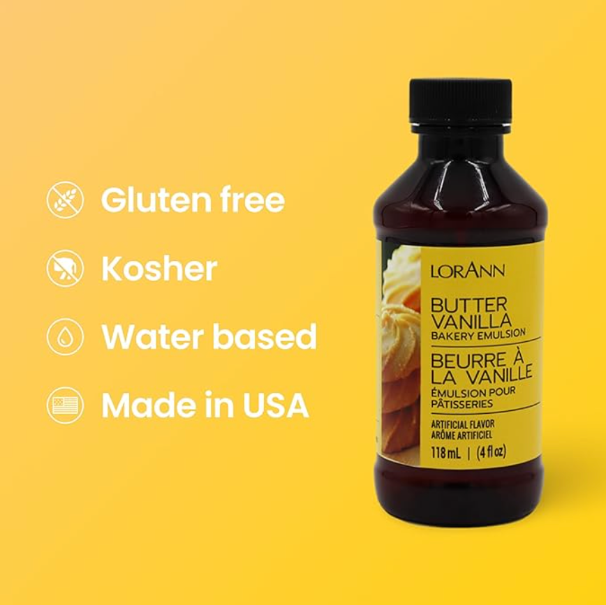 LorAnn Oils Butter Vanilla, Bakery Emulsion - 4 OZ #0742-0800 - Papagino Foods Inc.