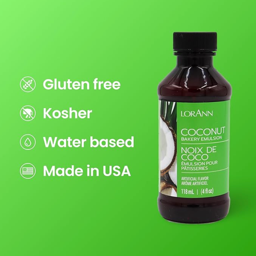 LorAnn Oils Coconut, Bakery Emulsion - 4 OZ #0744-0806B - Papagino Foods Inc.