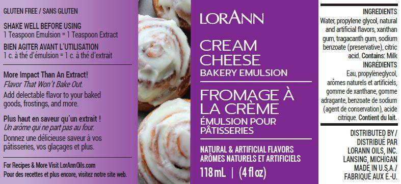 LorAnn Oils Cream Cheese, Bakery Emulsion - 4 OZ #0745-0806B - Papagino Foods Inc.