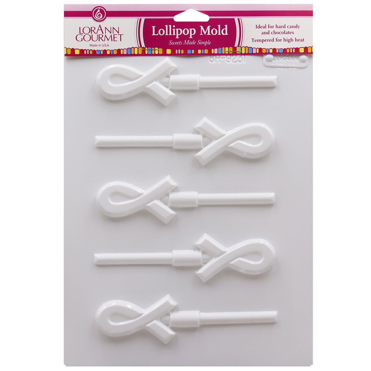 Crossed Ribbons Lollipop Sheet Mold - Chocolate & Candy #5478-0000 - Papagino Foods Inc.