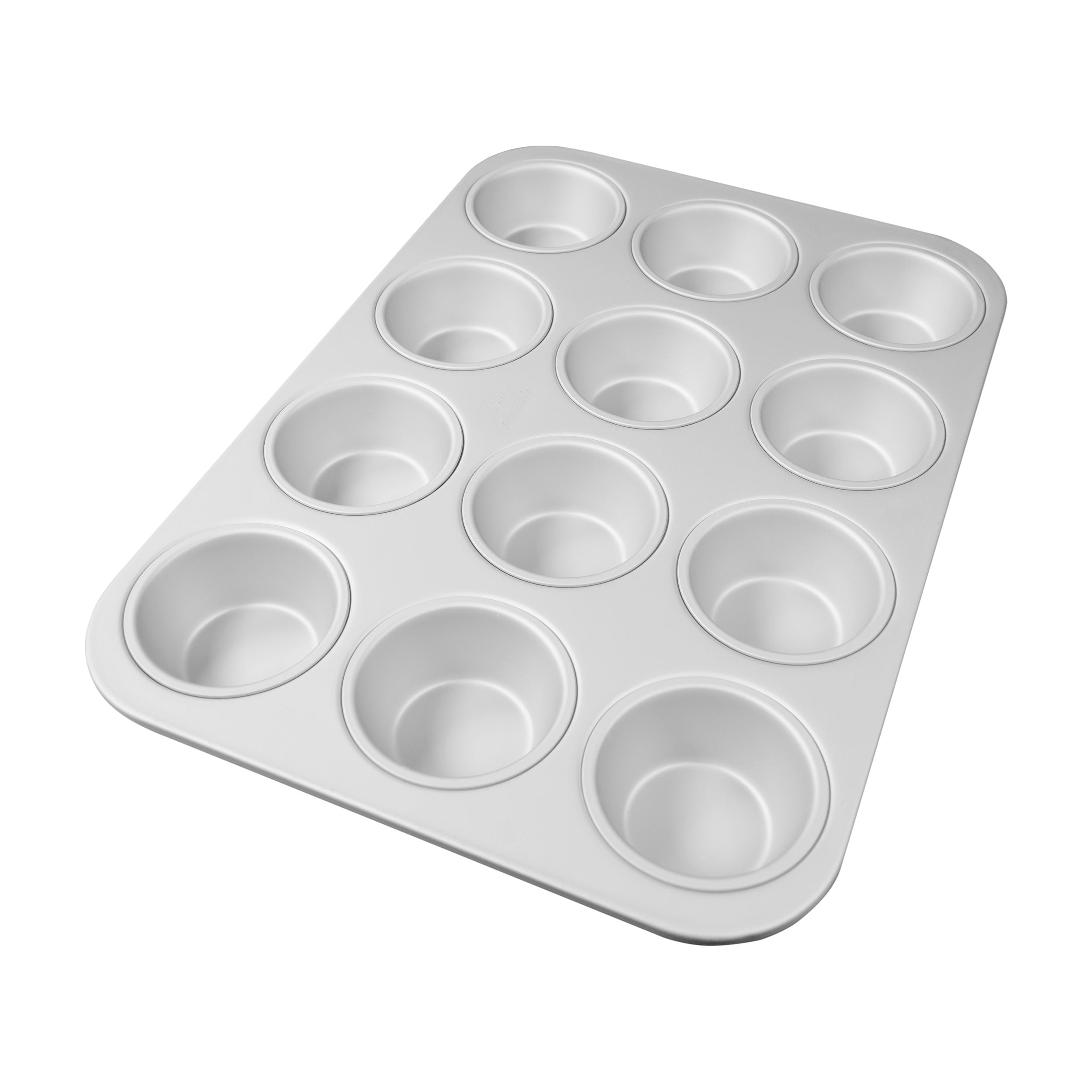Fat Daddio, Anodized Aluminum, Muffin Pan, 12 Standard 2 7/8 in OD 2 in ID 1 1/4 in Deep (MFN-STD) - Papagino Foods Inc.