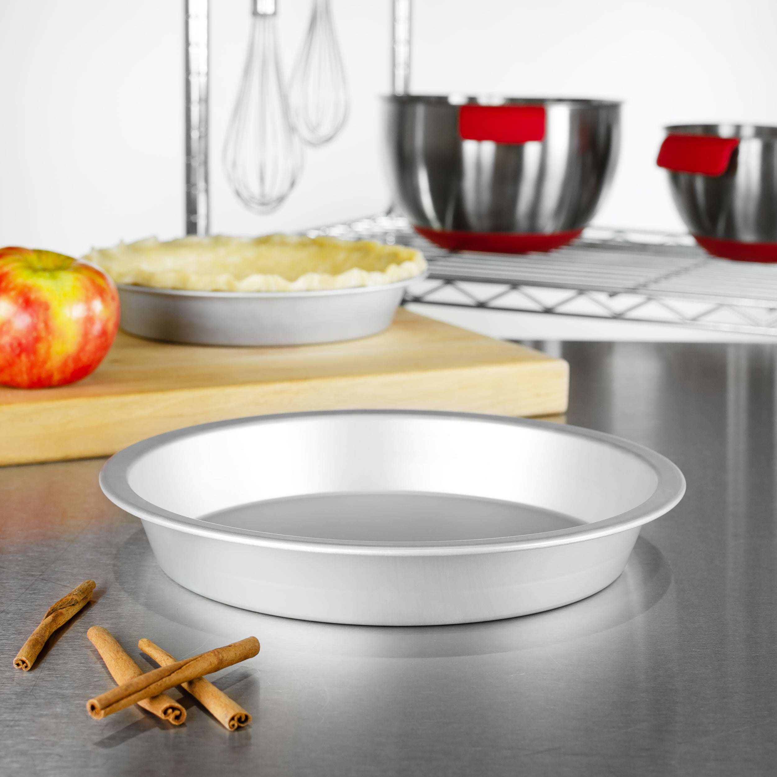 Fat Daddio, Anodized Aluminum, Pie Pan, 10 in OD x 8 in ID 1 1/2 in Deep 1/2 in Rim (PIE-10) - Papagino Foods Inc.