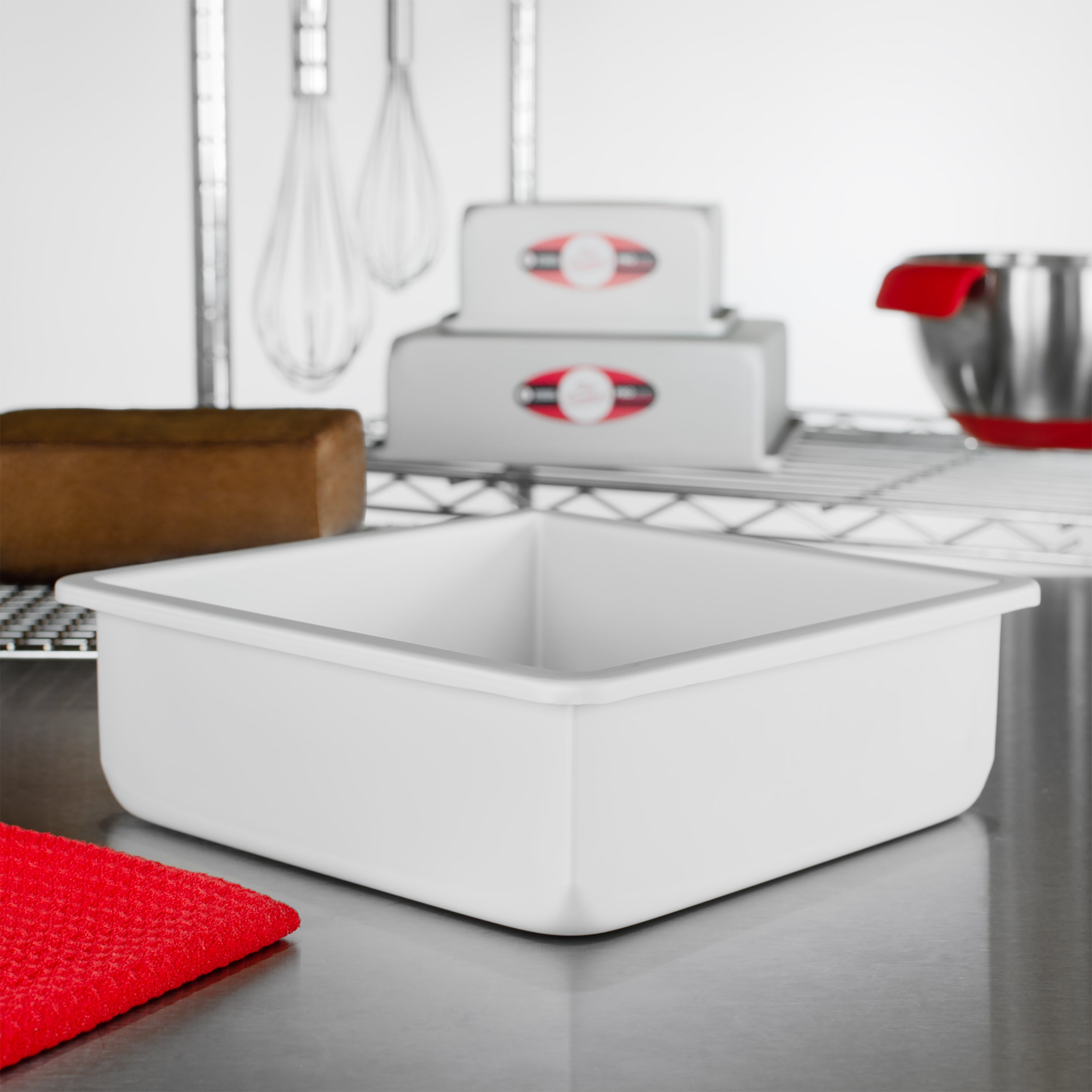 Fat Daddio, Anodized Aluminum, Square Pan, 8 in x 8 in x 3 in (PSQ-883) - Papagino Foods Inc.
