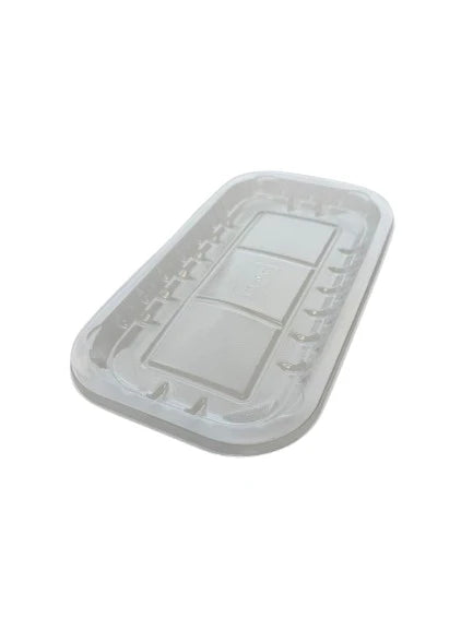 HQ-17s Clear Plastic Trays – 1000 pcs - Size 8.35" x 4.41" x 0.43" - Papagino Foods Inc.
