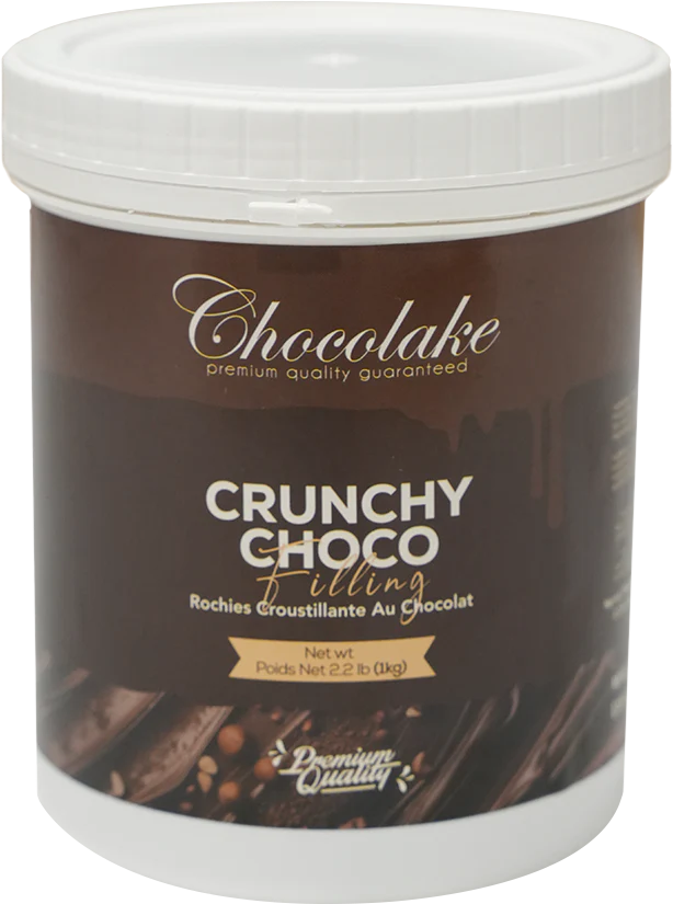 Papagino Foods Inc. Rochi Flavor Crunchy Choco Filling in 1 kg package, creamy chocolate filling for desserts and pastries