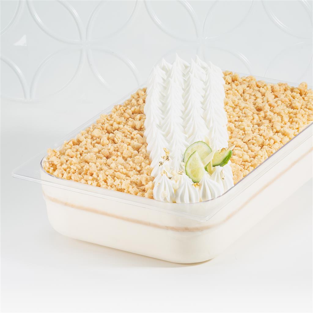 PreGel Key Lime Pie ice cream from Papagino Foods Inc., creamy lime-flavored dessert in a 1.2 kg container.