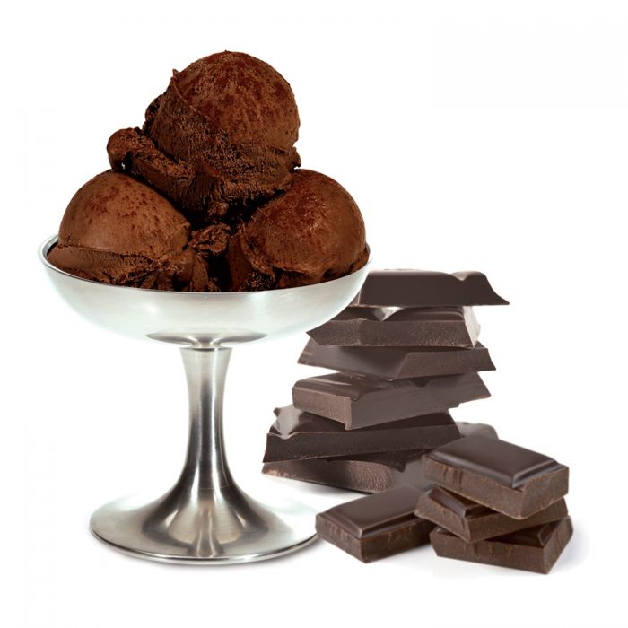 PreGel Dark Chocolate Sorbetto Sprint by Papagino Foods Inc. in 1.75 kg container, showcasing rich dark chocolate sorbet.