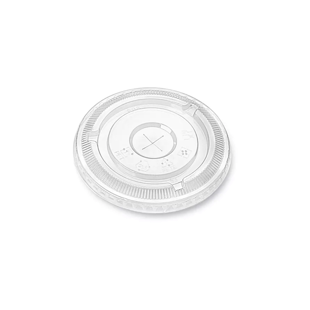 Set of 50 clear flat plastic lids with X-slot for 16/20/24 oz drinking cups by Papagino Foods Inc.