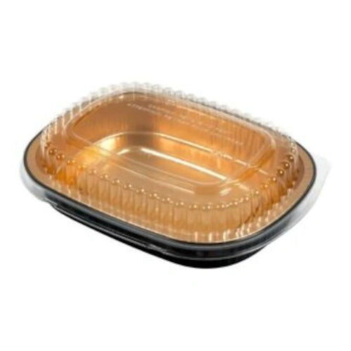 Titan 22oz Black & Gold Takeout Containers with High Lids – 3 Sets