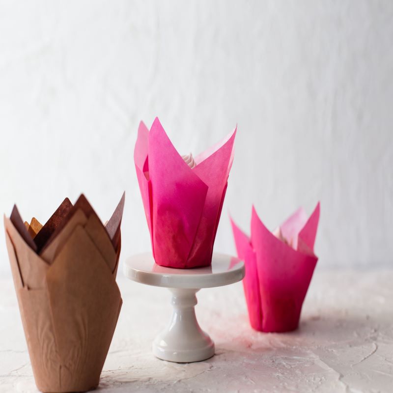 Pink Tulip Cups 2" x 6 1/4"- 65 gsm (160) 1 x 100 pcs - Papagino Foods Inc.