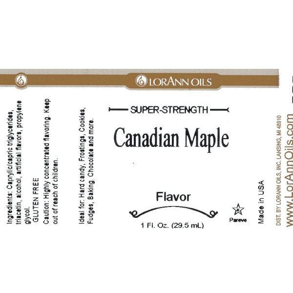 LorAnn Oils Canadian Maple Flavor - 1 OZ   # 0716-0500 - Papagino Foods Inc.