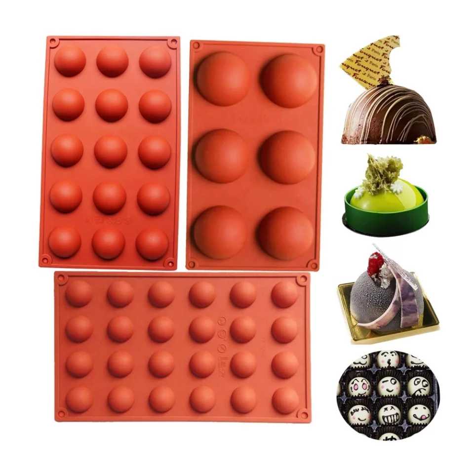 Small Sphere 3D Silicone 4 cm in Diameters -15 cavities-Chocolate, Cookie & Dessert Mold - Papagino Foods Inc.