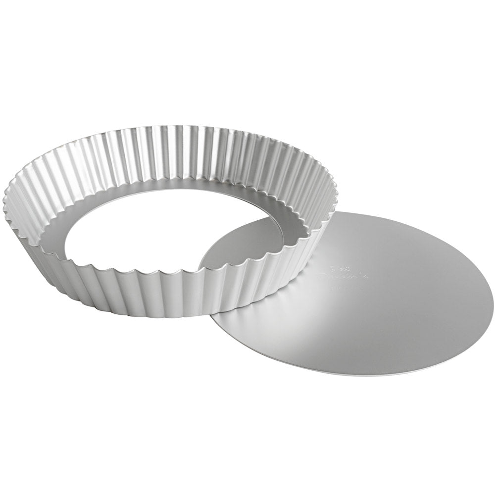 Fat Daddio, Anodized Aluminum, Fluted Tart Pan Removable Bottom, 10 in x 2 in (PFT-102) - Papagino Foods Inc.