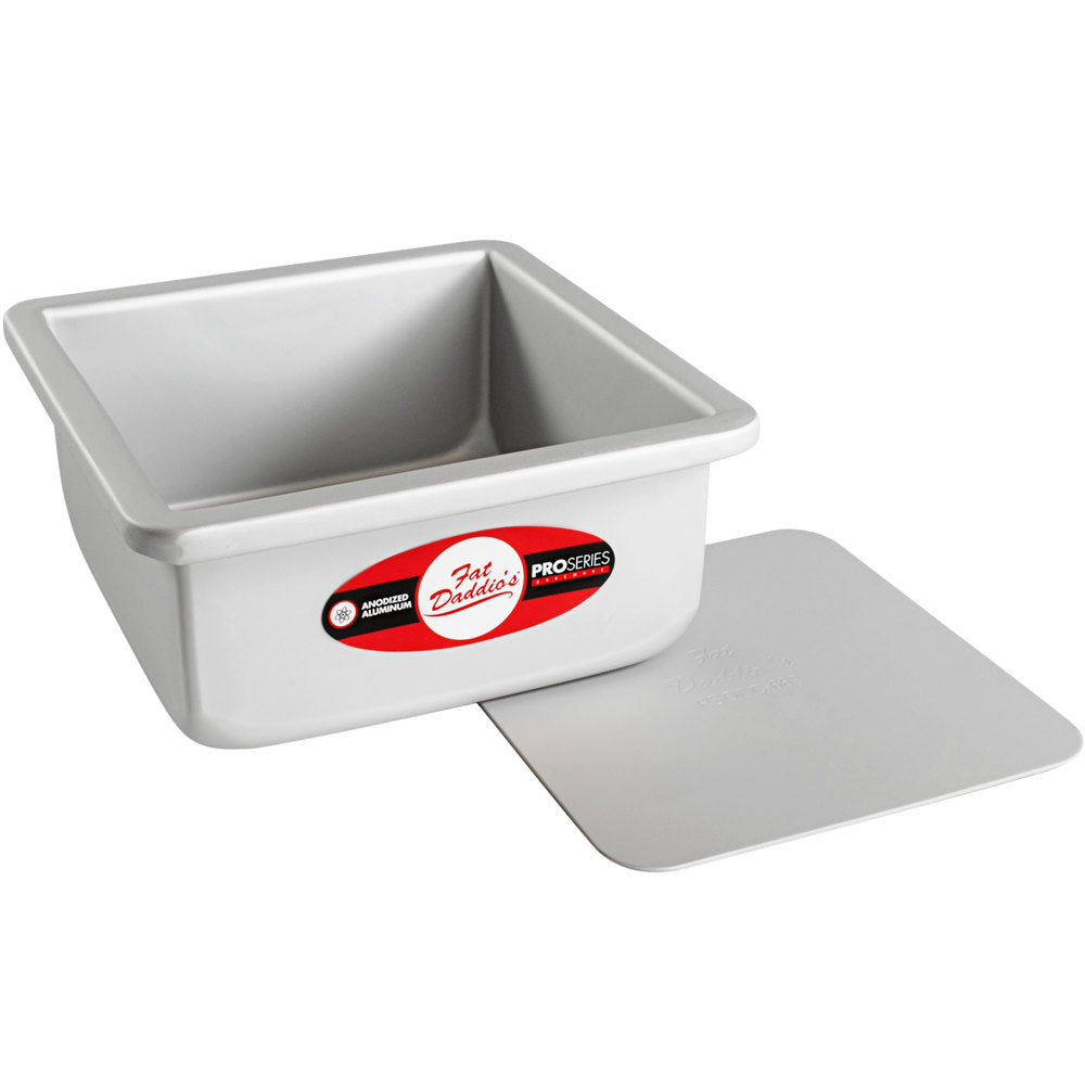 Fat Daddio, Anodized Aluminum, Square Pan Removable Bottom, 6 in x 6 in x 3 in (PSQCC-663) - Papagino Foods Inc.
