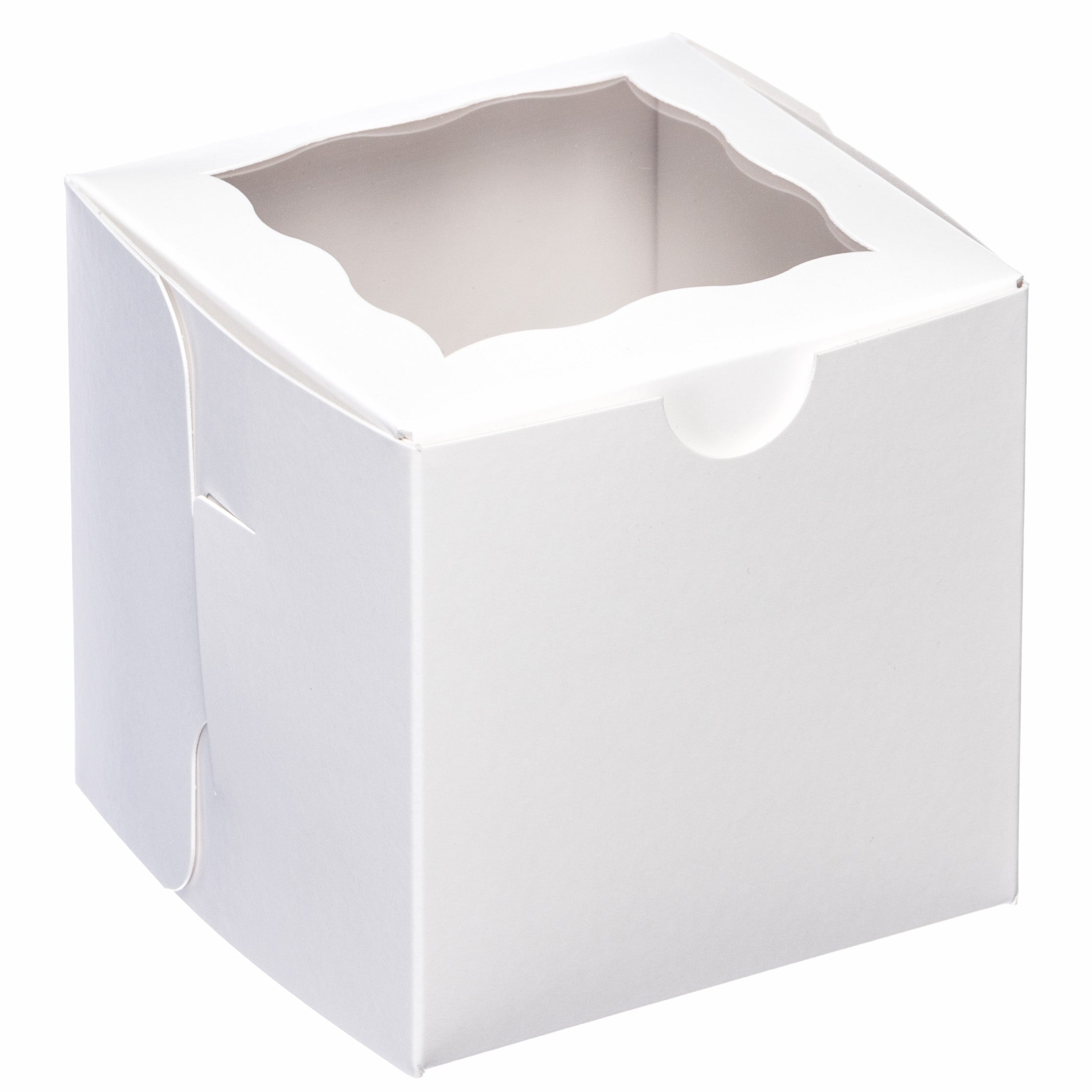 1 Cupcake Box White with window   4 x  4  x 4 - Papagino Foods Inc.