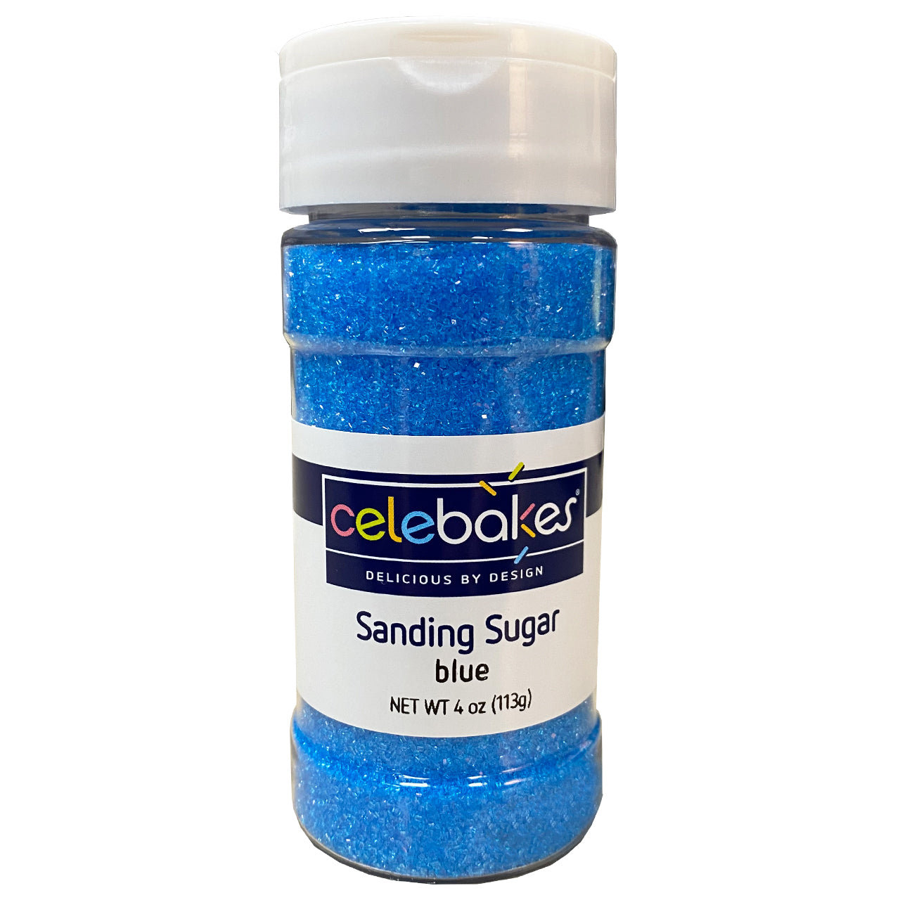 Celebakes Blue Sanding Sugar, 4 oz. Product #7500-78505B - Papagino Foods Inc.