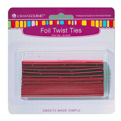 Red Metallic Twist Ties 50-pack - Papagino Foods Inc.