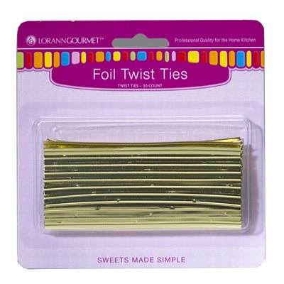 Gold Metallic Twist Ties 50-pack - Papagino Foods Inc.