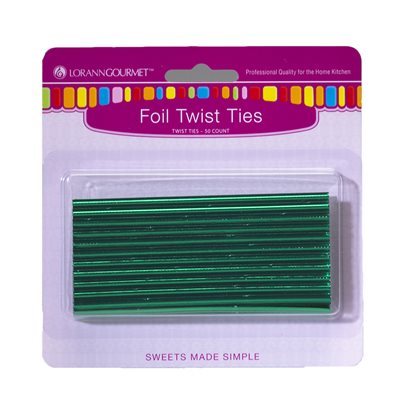 Green Metallic Twist Ties 50-pack - Papagino Foods Inc.