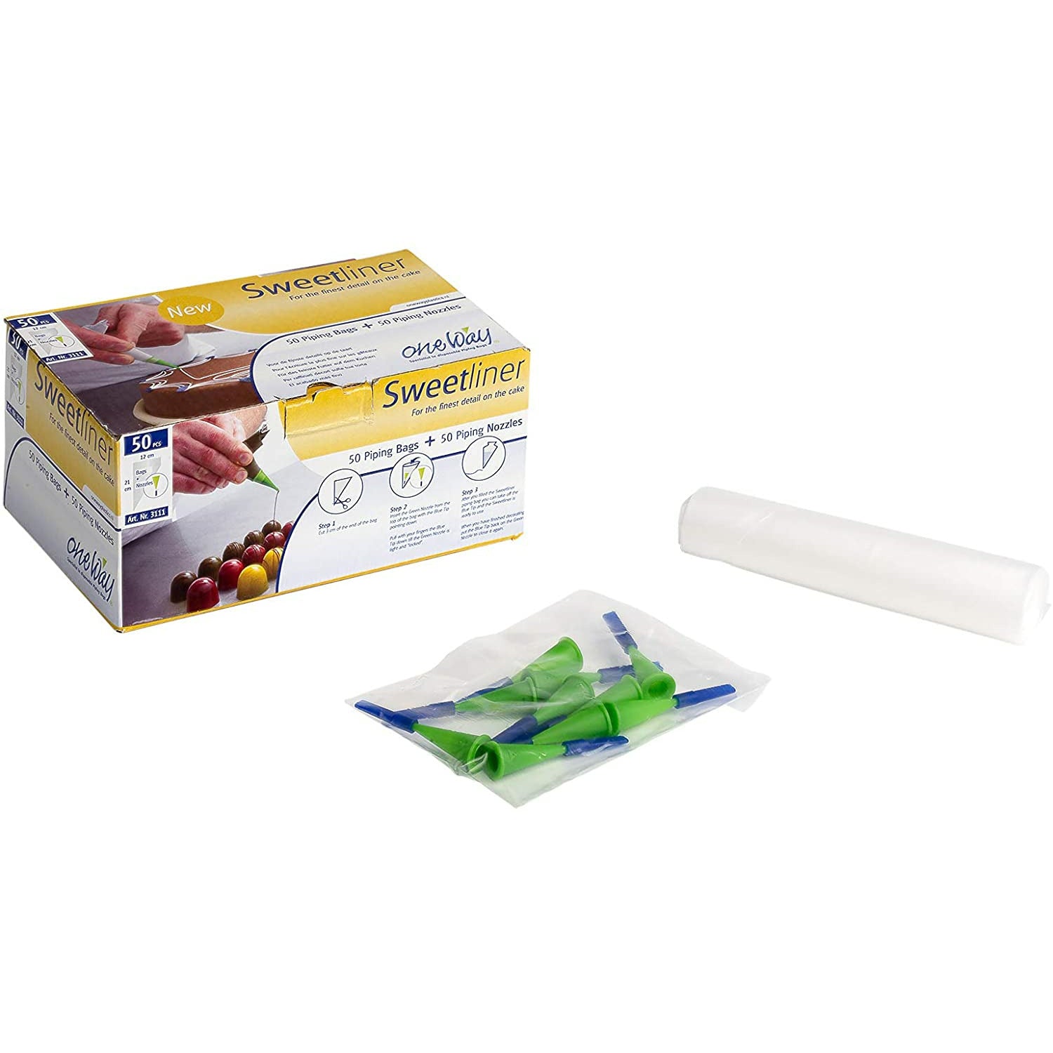 PIPPING BAG-SWEETLINER WITH NOZZLE-50PK - Papagino Foods Inc.