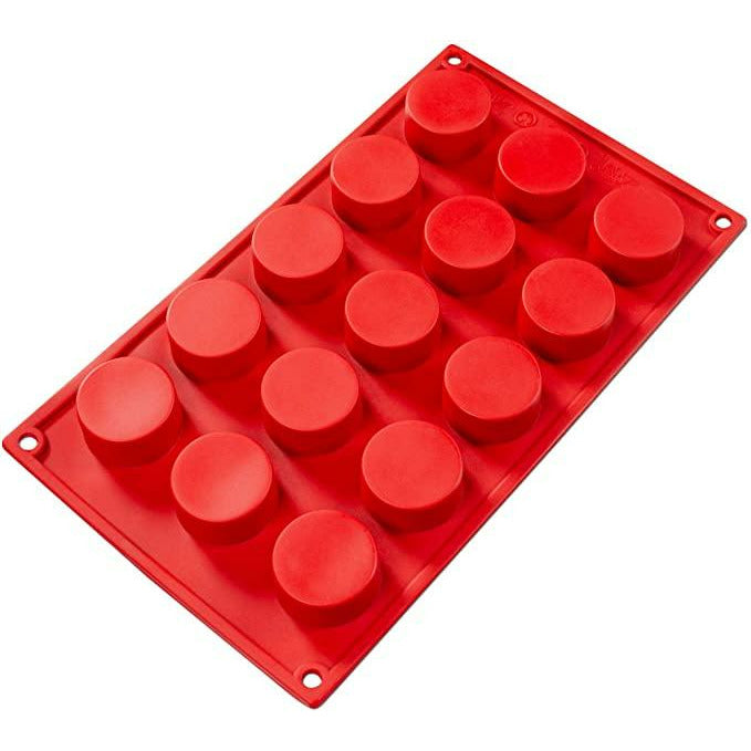 Fat Daddio, Silicone Baking Mold, Petits Four, Round, 1oz, 1.57 in x 0.79 in Deep, 15 Cavities (SMF027) - Papagino Foods Inc.