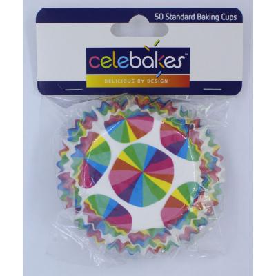 Celebakes Rainbow Party Standard Baking Cups, 50 Count