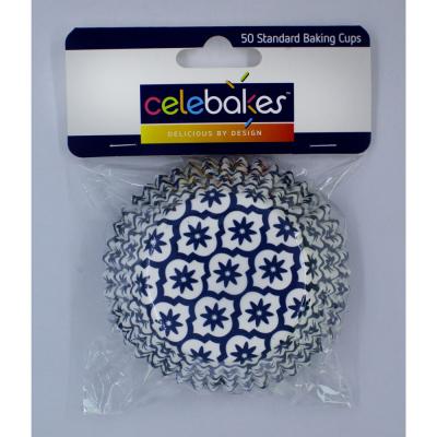 Celebakes Navy Moroccan Standard Baking Cups, 50 Count - #7500-205 - Papagino Foods Inc.