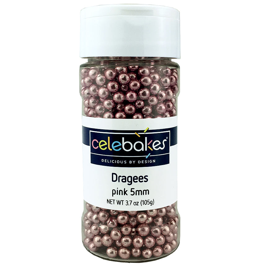Pink Dragees 5mm, 3.7 oz. Product #7500-785810P - Papagino Foods Inc.
